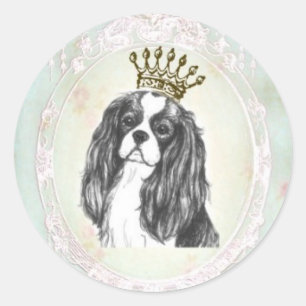 Söt Cavalier Kung Charles Spain Sticker Runt Klistermärke