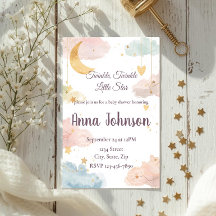 Söt Celestial Baby Shower-inbjudan | Akvarell