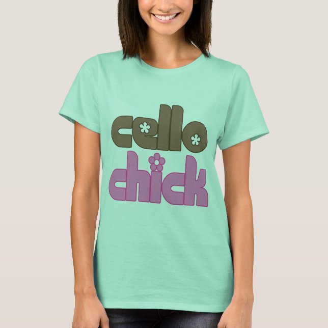 Söt Cello Chick T-shirt (Framsida)
