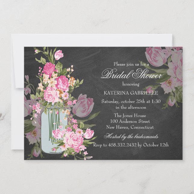 Söt Chalkboard och Mason Burk Möhippa Inbjudan (Framsida)