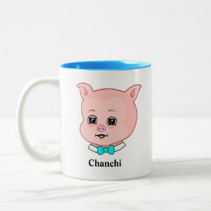 Söt Chanchi Gris Tecknad Tvåtons Kaffemugg