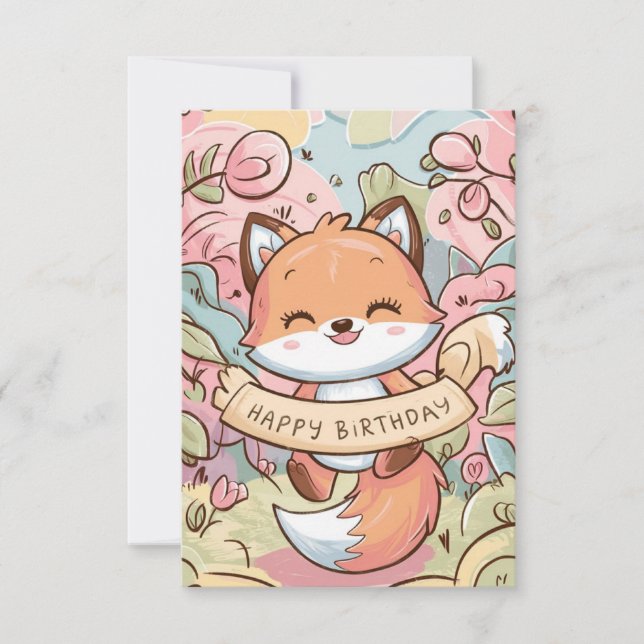 Söt Charming Fox Birthday Kort (Framsida)