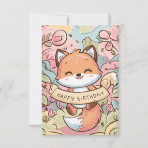 Söt Charming Fox Birthday Kort