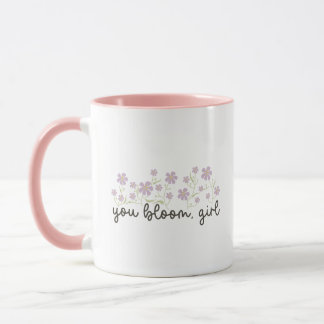 Söt Charming Rosa Du Blommar Tjej Handskriven Mugg
