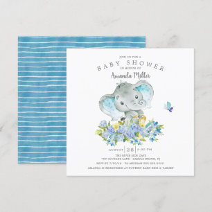 Söt Cheerful Elephant Pojke Shower Inbjudningar