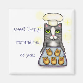 Söt Chef Cat Baking Magnet