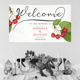 Söt Cherries Välkommen Black White-skript för Snyg