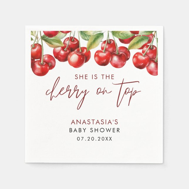 Söt Cherry Baby Shower Pappersservett (Framsidan)