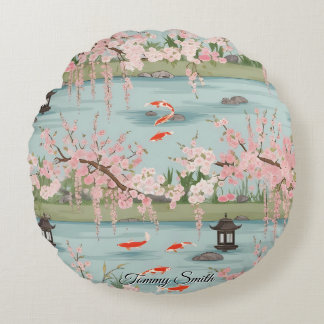 Söt Cherry Blommar Pillows Blommigt Charm Rund Kudde