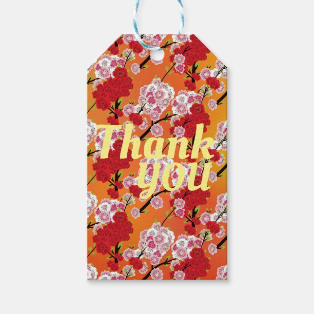 Söt Cherry Blommar Red and Rosa Petals Presentetikett (Framsidan)