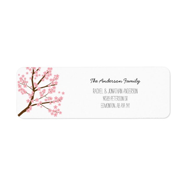 Söt Cherry Blommars Sakura Träd Vi har flyttat Returadress Etikett (Framsidan)