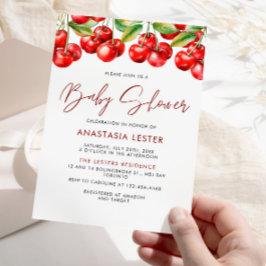 Söt Cherry Girl Baby Shower Inbjudningar