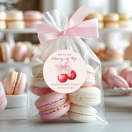 Söt Cherry på Top Baby Shower Girl Runt Klistermärke