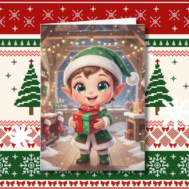 Söt Chibi-älva med personlig julpresent Kort (Skapare uppladdad)