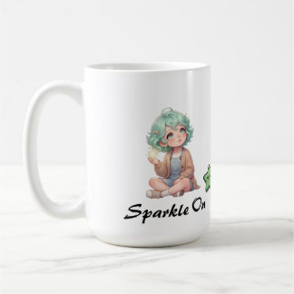 Söt Chibi Anime Flicka Gnistra På Kaffemugg