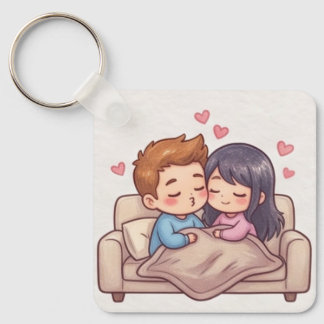 Söt Chibi Anime Par Aesthetic Nyckelring