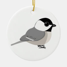 Söt Chibi Chickadee Julgransprydnad Keramik