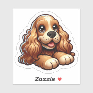 Söt Chibi Cocker Spaniel Valp Ansikte Klistermärken