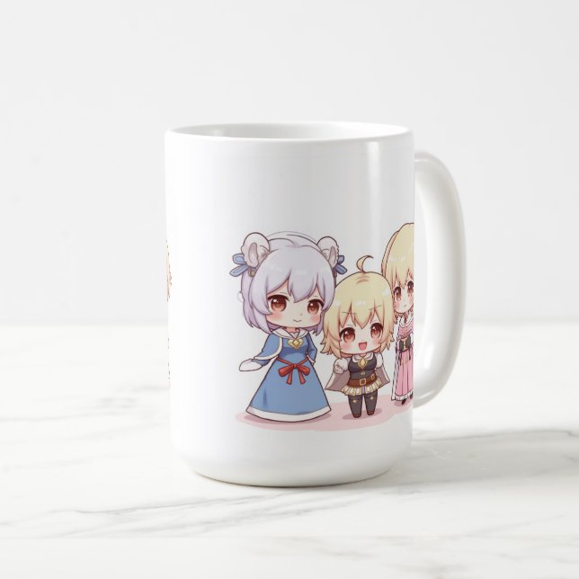 Söt Chibi Cosplay Trupp Kaffemugg (Framsida höger)