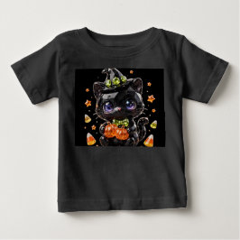 Söt Chibi Crystal Svart Katt Häxa Halloween T Shirt
