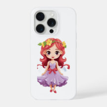 Söt Chibi-Féprinsessa i lila klänning iPhone 15