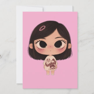 Söt Chibi Flick Kort Kawaii Grattiskort