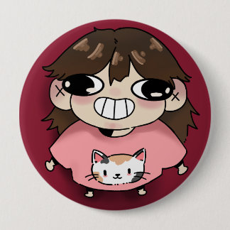 Söt Chibi-flicka i rosa katt-T-shirt-knapp Knapp