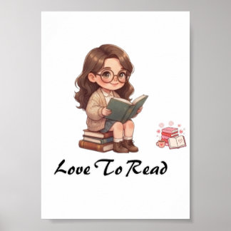 SÖT CHIBI-Flicka LÄSER BOK Poster