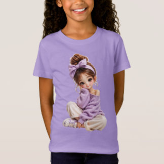 Söt Chibi Flickas Barn T-Shirt