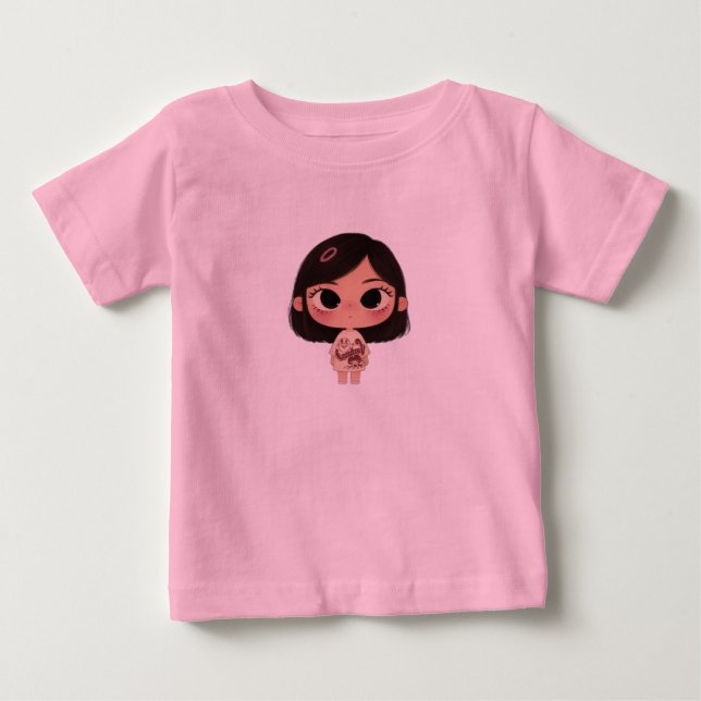 Söt Chibi Flickig Kawaii Baby T-Shirt (Framsida)
