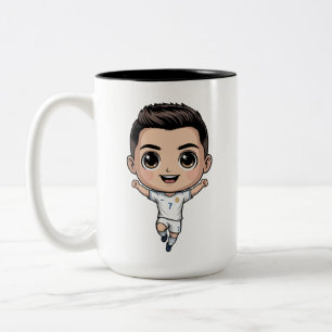 Söt Chibi-fotbollsspelarmugg – Tecknad fotboll Två-Tonad Mugg