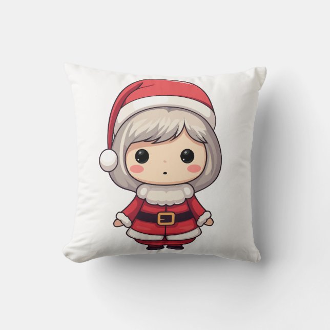 Söt Chibi Fru Jul Tomte Karakter Kudde (Framsida)
