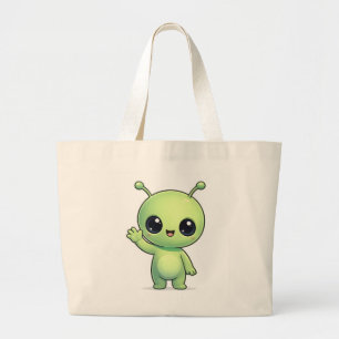 Söt Chibi Grön Alien Toteväska – Kawaii Rymd Cha Jumbo Tygkasse