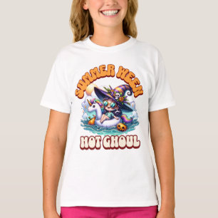 Söt Chibi-Häxa Enhörning Flotte Summerween Spöke T Shirt