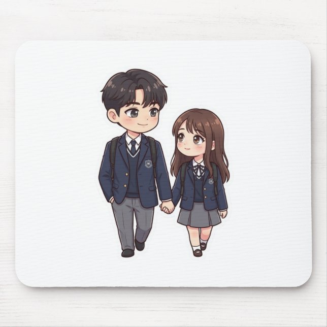 Söt Chibi K-Drama Skolpar Musmattor (Framsidan)