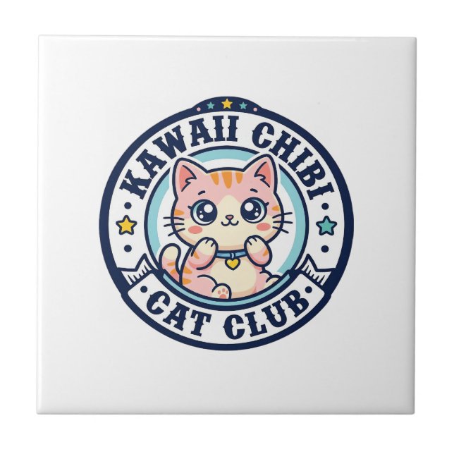 Söt Chibi Katt Kattmamma Presentidé - Söt Chibi  Kakelplatta (Framsidan)