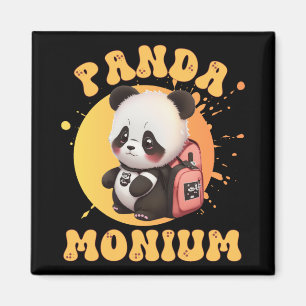 Söt Chibi Kawaii Panda Namn Skolår På Baksidan B Magnet