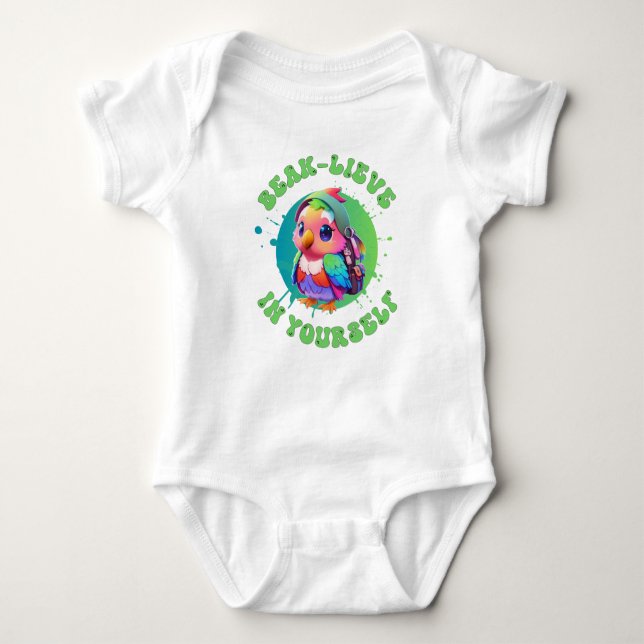 Söt Chibi Kawaii Papegoja Namn Skolår på baksidan T Shirt (Framsida)