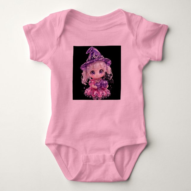Söt Chibi Kristallhäxa Halloween  T Shirt (Framsida)