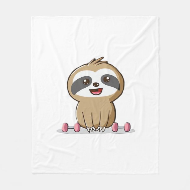 Söt Chibi-Lövbisyssla Träning � Rollig Kawaii Gym- Fleecefilt (Framsidan)