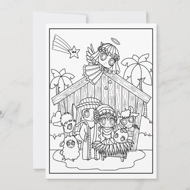 Söt chibi manga Nativitetsskäl för säsongen Inbjudningar (Framsida)