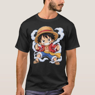 Söt Chibi Monkey D. Luffy One Piece Anime T Shirt