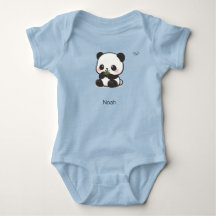 Söt Chibi-Panda Bambu Personlig Baby Bodysuit