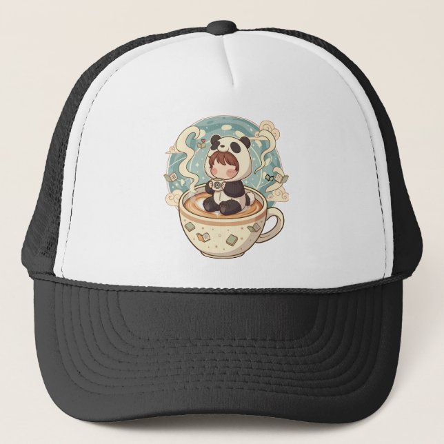 Söt Chibi Panda Broderad Stil Hatt Keps (Framsida)