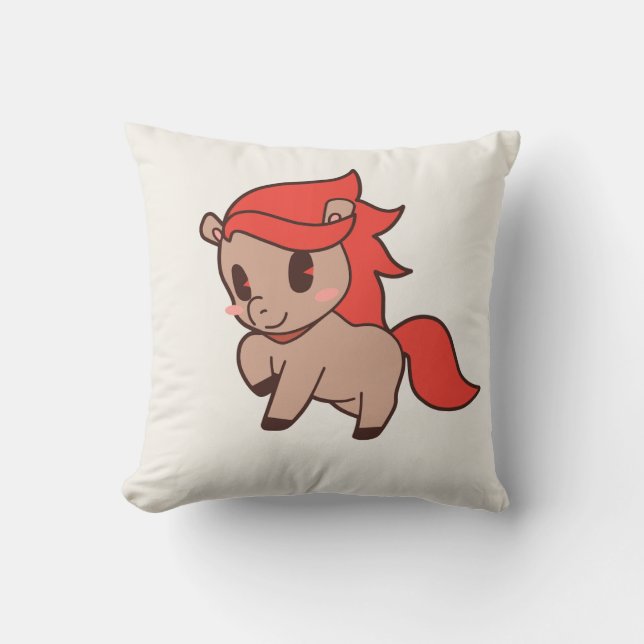 Söt Chibi Pony Kastkudde – Kawaii Barnkammare & Ti Kudde (Framsida)