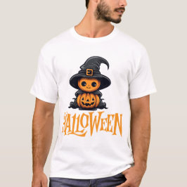 Söt Chibi Pumpa Häxhatt Halloween Grafik T Shirt