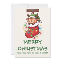 Söt Chibi Rensdyrstövel Jul Fotokort