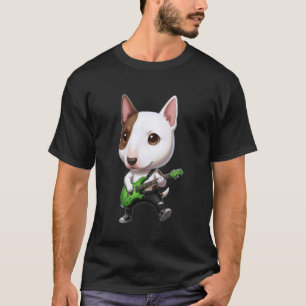 Söt Chibi Rolig Bullterrier Hund Gitarrist Rocker T Shirt