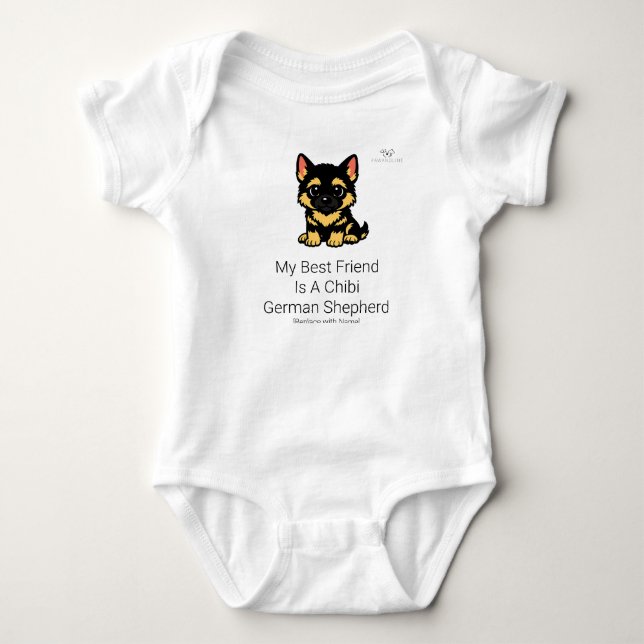 Söt Chibi-Schäferhund Valpkostym T Shirt (Framsida)