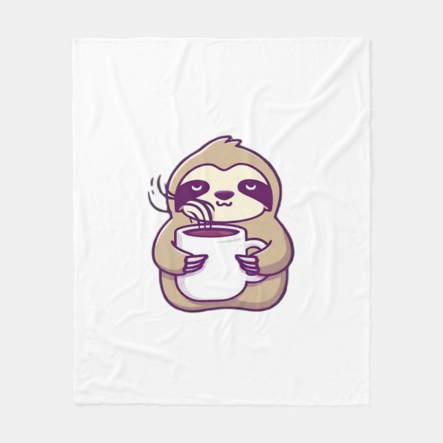 Söt Chibi Sengångare med Kaffemugg � Söt Sövande A Fleecefilt (Framsidan)
